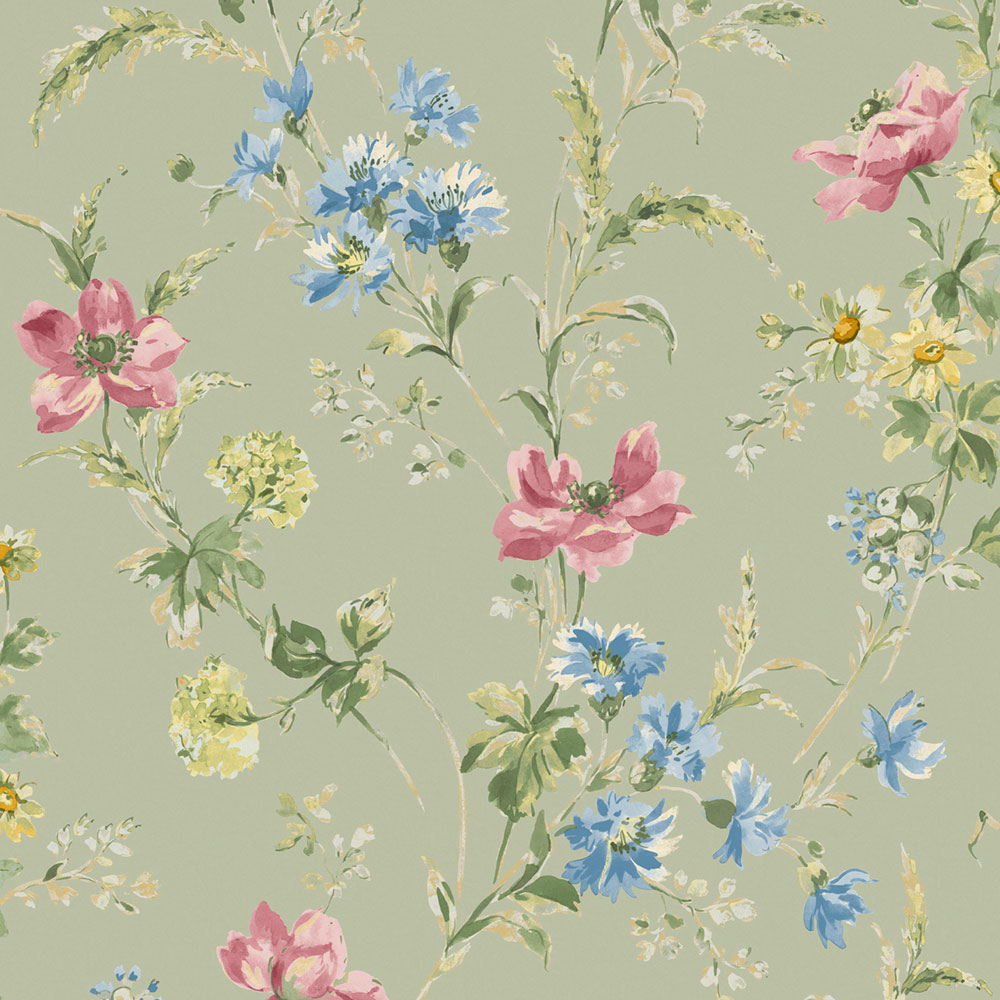 Tapete, Grün, Rosa, Mohnblüten, 127405, Laura Ashley 4