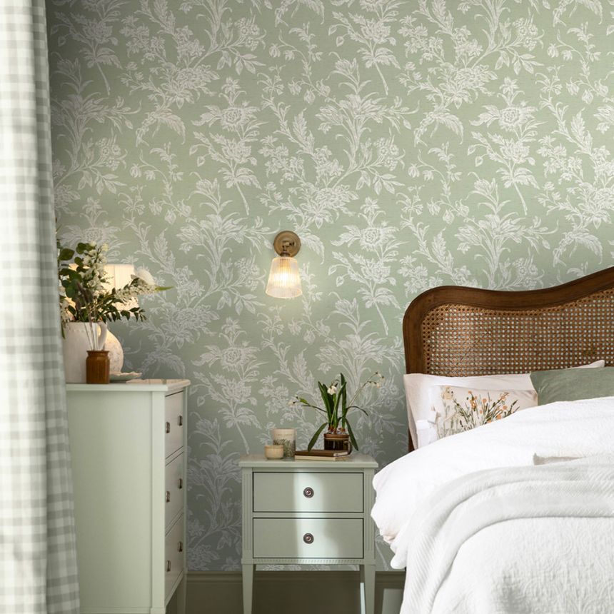 Tapete, Grün-Weiß, Blumenmuster, 130116, Laura Ashley 4