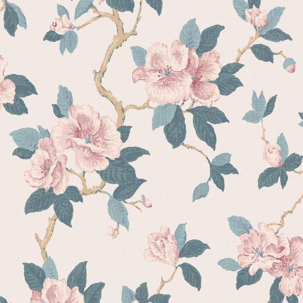 Blumentapete, Rosa, Blau, 130096, Laura Ashley 4