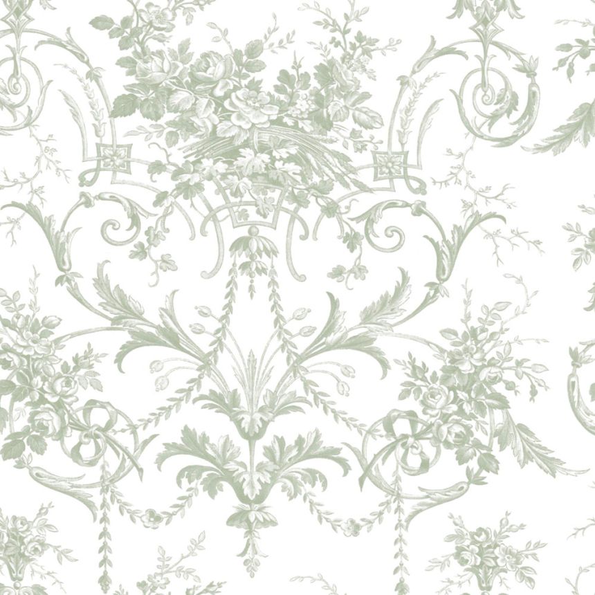 Schlosstapete, Grün-Weiß, Blüten, 130112, Laura Ashley 4