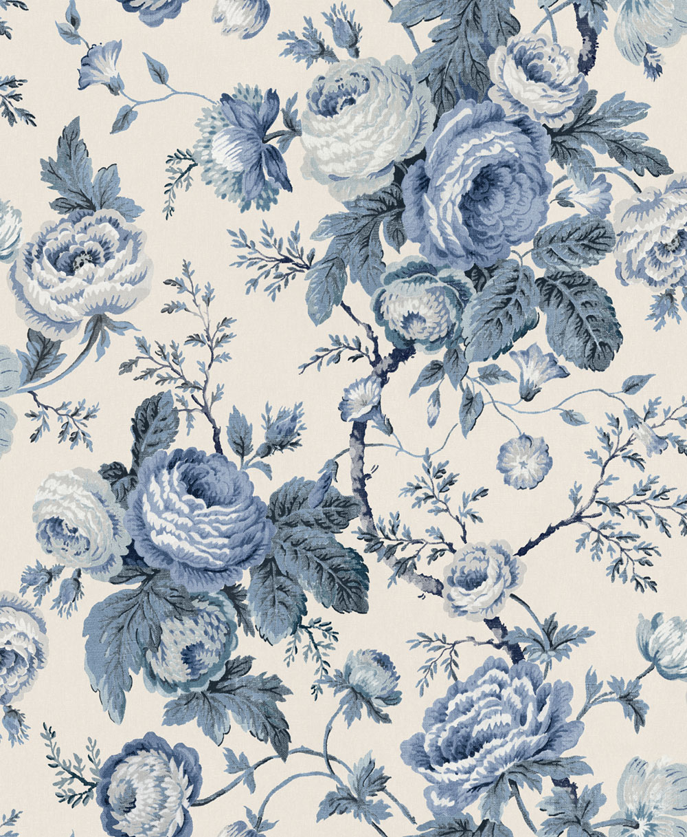 Tapete, Blau, Weiß, Blumenmuster, 140324, Laura Ashley 4