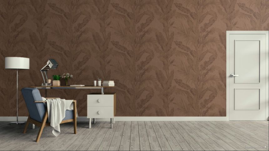 Luxustapete, braun, Blätter, Spachtelputzoptik, 6609, Metamorphosis, Parato by Cristiana Masi
