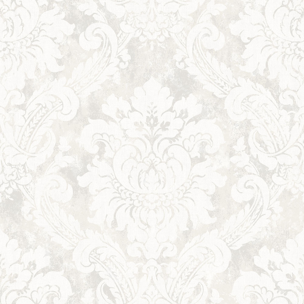 Tapete, weiß, grau, Damastmuster, AU41001, Aurelia, Prestige Wallcoverings