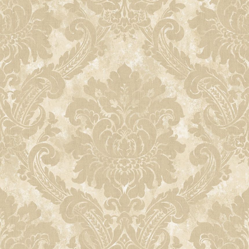 Tapete, beige, weiß, Damastmuster, AU41002, Aurelia, Prestige Wallcoverings