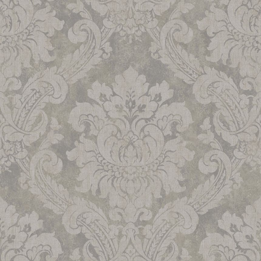 Tapete, grau, weiß, Damastmuster, AU41004, Aurelia, Prestige Wallcoverings