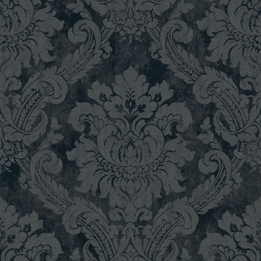 Tapete, blau, grau, Damastmuster, AU41006, Aurelia, Prestige Wallcoverings