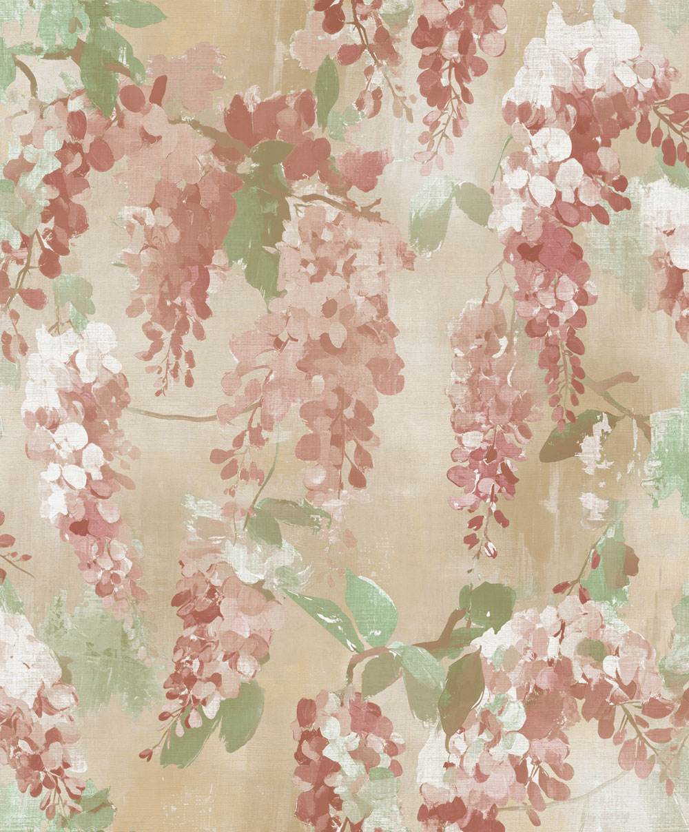 Tapete, rosa, beige, Blumen, Zweige, AU41602, Aurelia, Prestige Wallcoverings