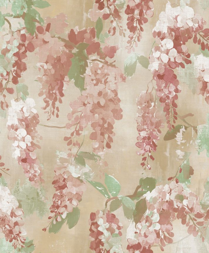 Tapete, rosa, beige, Blumen, Zweige, AU41602, Aurelia, Prestige Wallcoverings