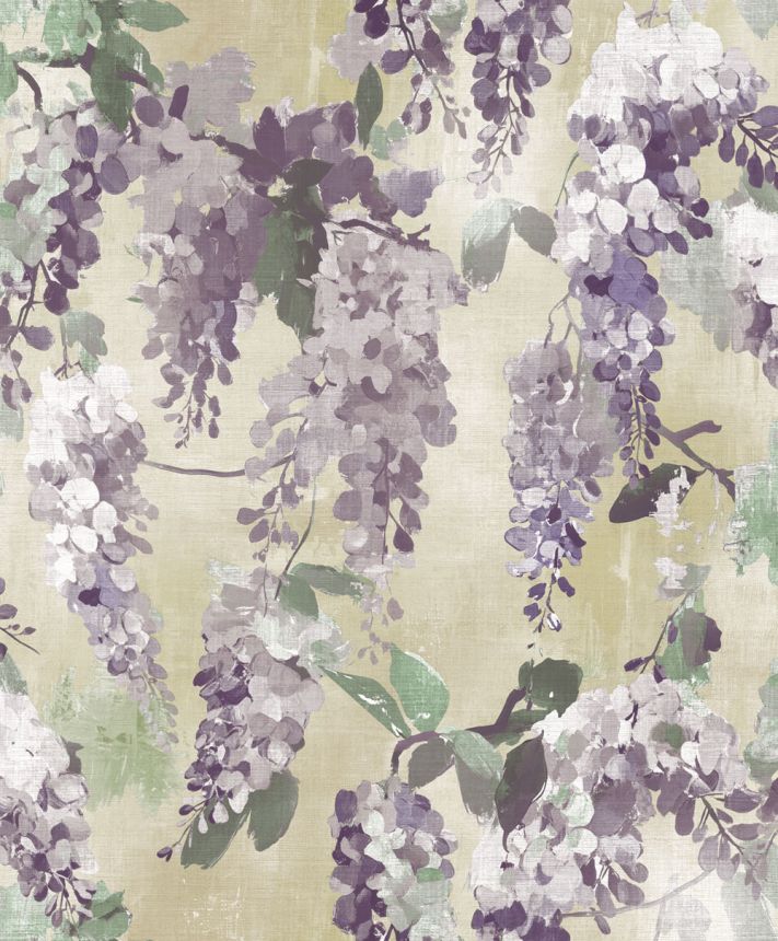 Tapete, lila, beige, Blumen, Zweige, AU41604, Aurelia, Prestige Wallcoverings