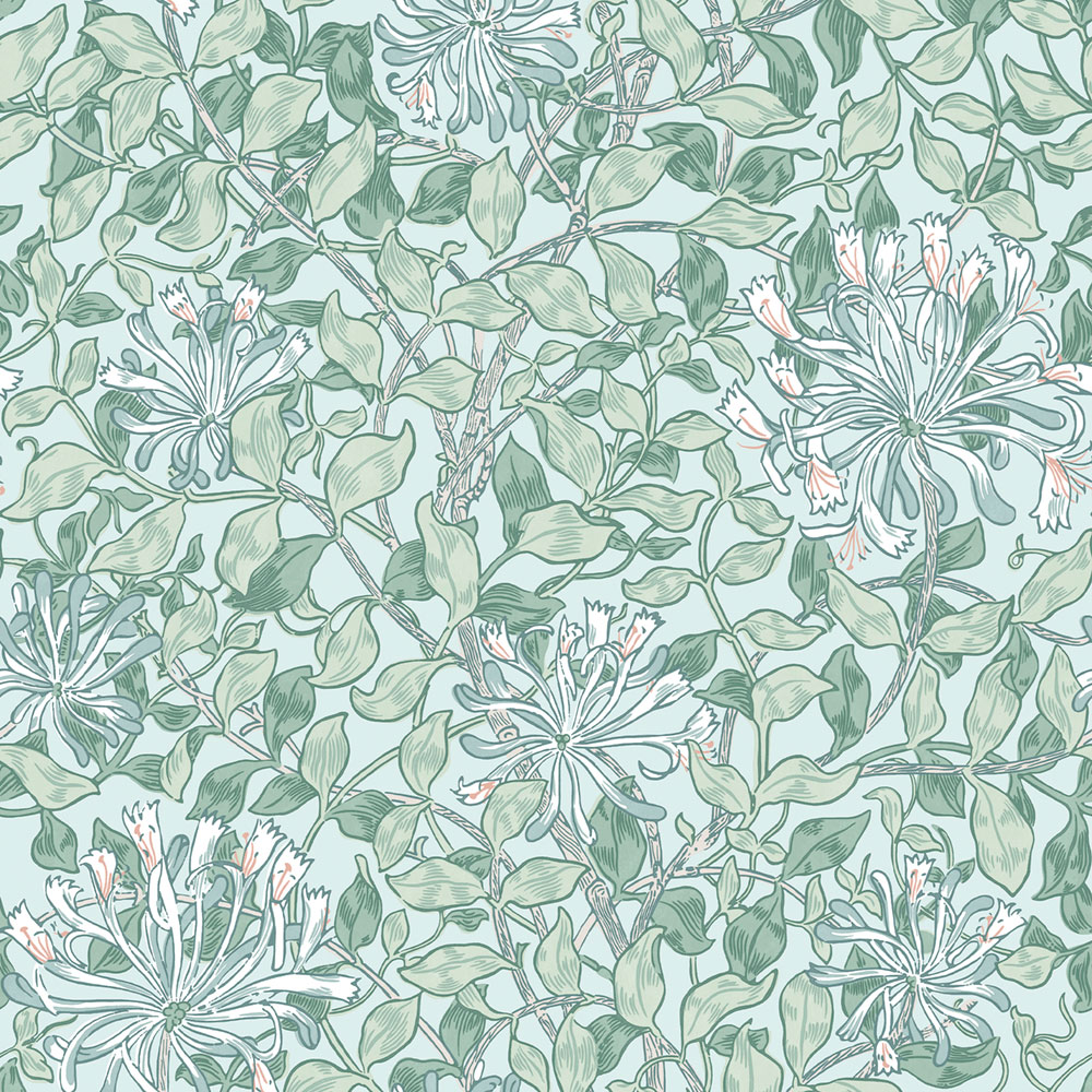 Tapete, Grün, Weiß, Blumen, Blätter, 140485, William Morris at Home vol. 2