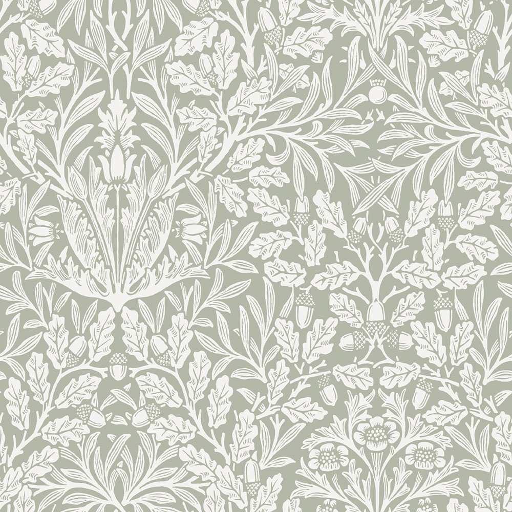Tapete, Grün, Grau, Blumen, Blätter, 140492, William Morris at Home vol. 2