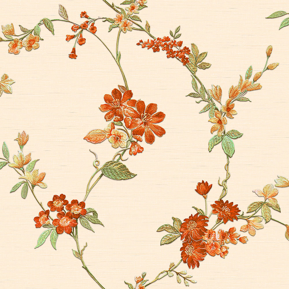 Luxus beige Vliestapete, Blumenmuster FT221211, Best Sellers, Design ID