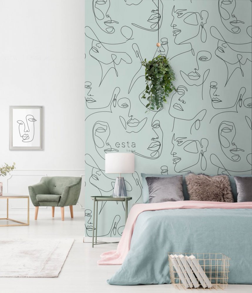 Vlies-Grafik-Fototapete Gesicht 158957, 1,5 x 2,79 m, Art Deco, Esta