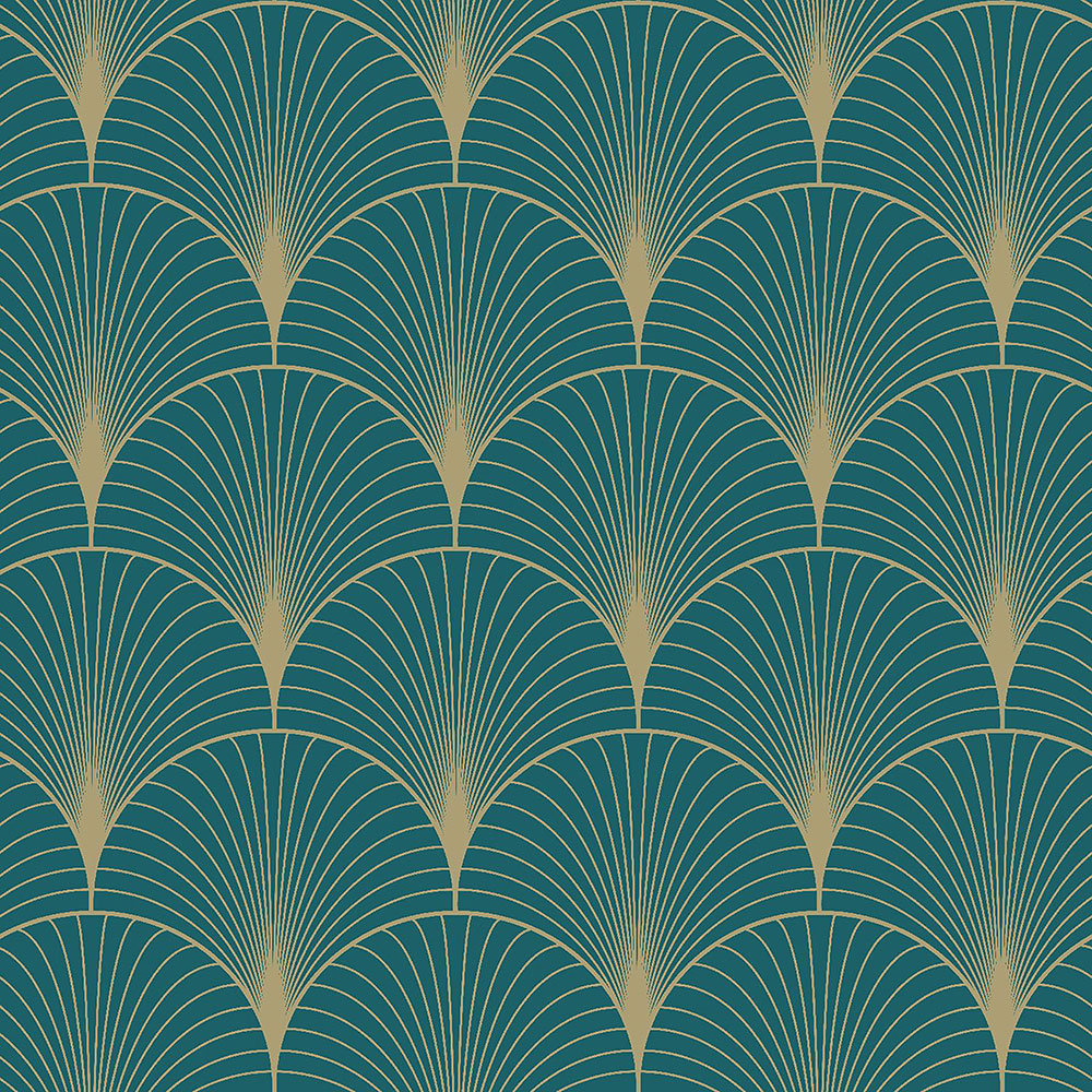 Dunkeltürkis geometrische Vliestapete 139230, Art Deco, Esta
