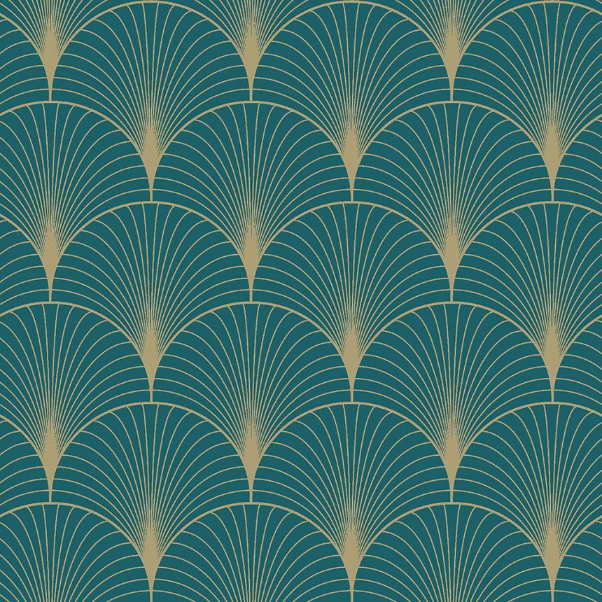 Dunkeltürkis geometrische Vliestapete 139230, Art Deco, Esta