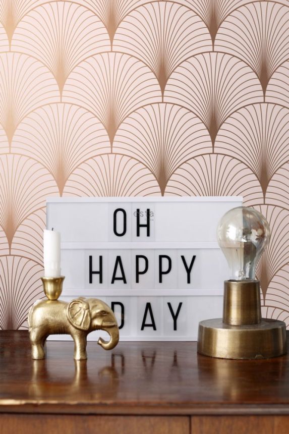 Rosa geometrische Vliestapete 139229, Art Deco, Esta