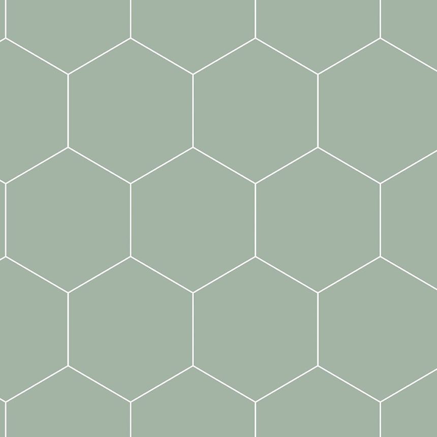 Grüne Vliestapete, geometrisches Muster 139227, Art Deco, Esta