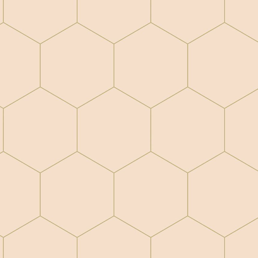 Beige Vliestapete, geometrisches Muster aus Sechsecken 139226, Art Deco, Esta