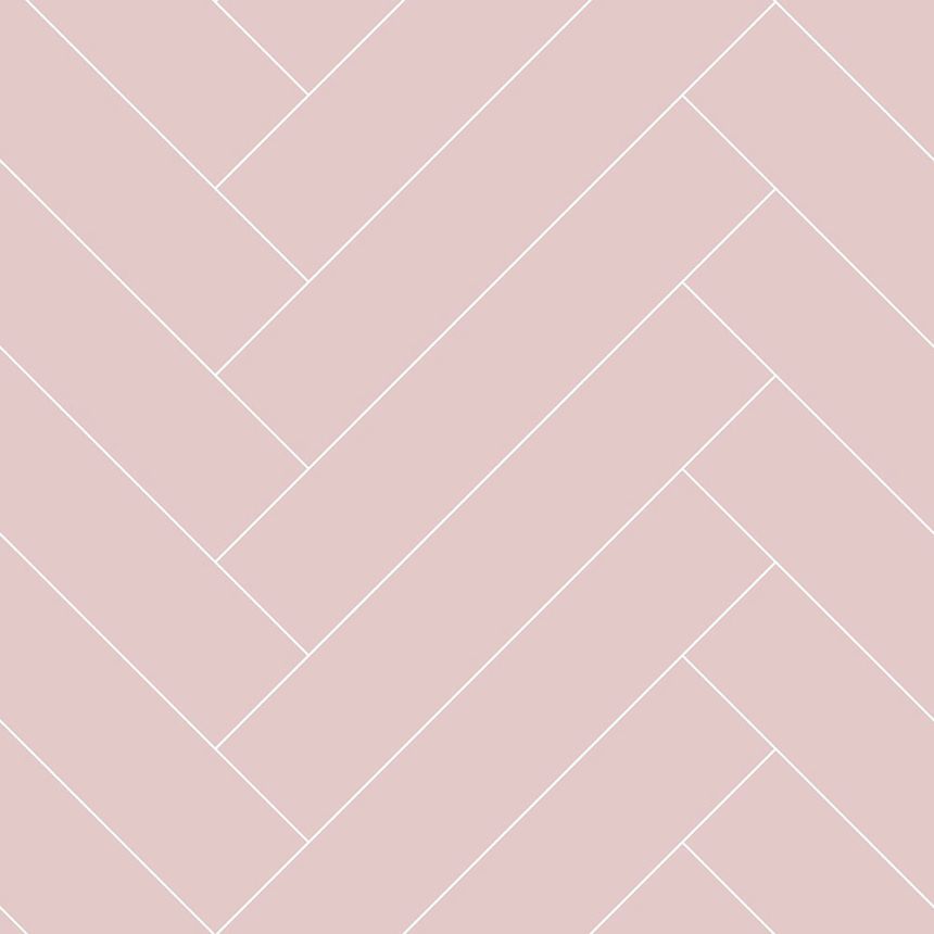 Rosa Vliestapete mit Parkettmuster 139220, Art Deco, Esta