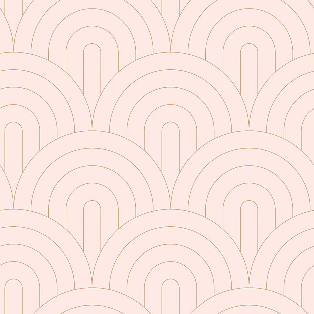 Rosa Vliestapete, geometrisches Bogenmuster 139217, Art Deco, Esta
