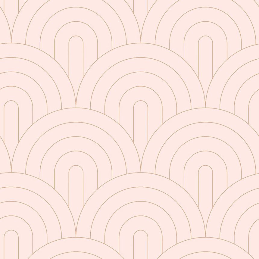Rosa Vliestapete, geometrisches Bogenmuster 139217, Art Deco, Esta