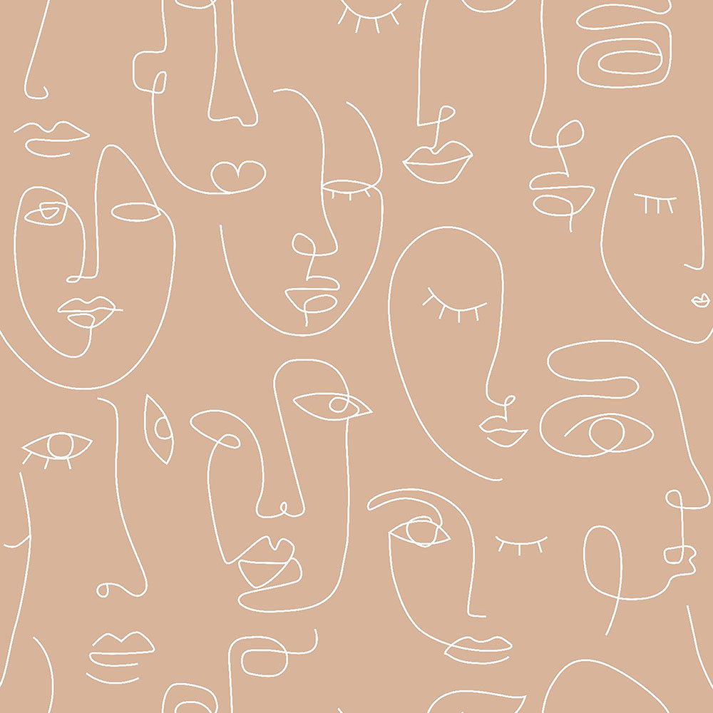 Beige grafische Vliestapete Gesichter 139214, Art Deco, Esta