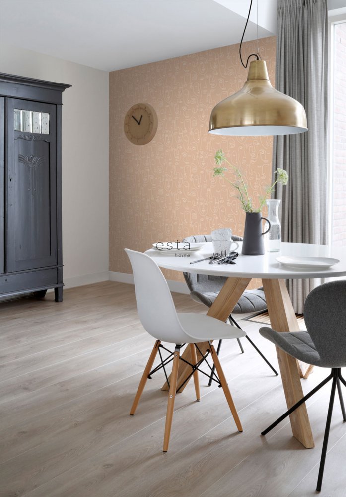 Beige grafische Vliestapete Gesichter 139214, Art Deco, Esta