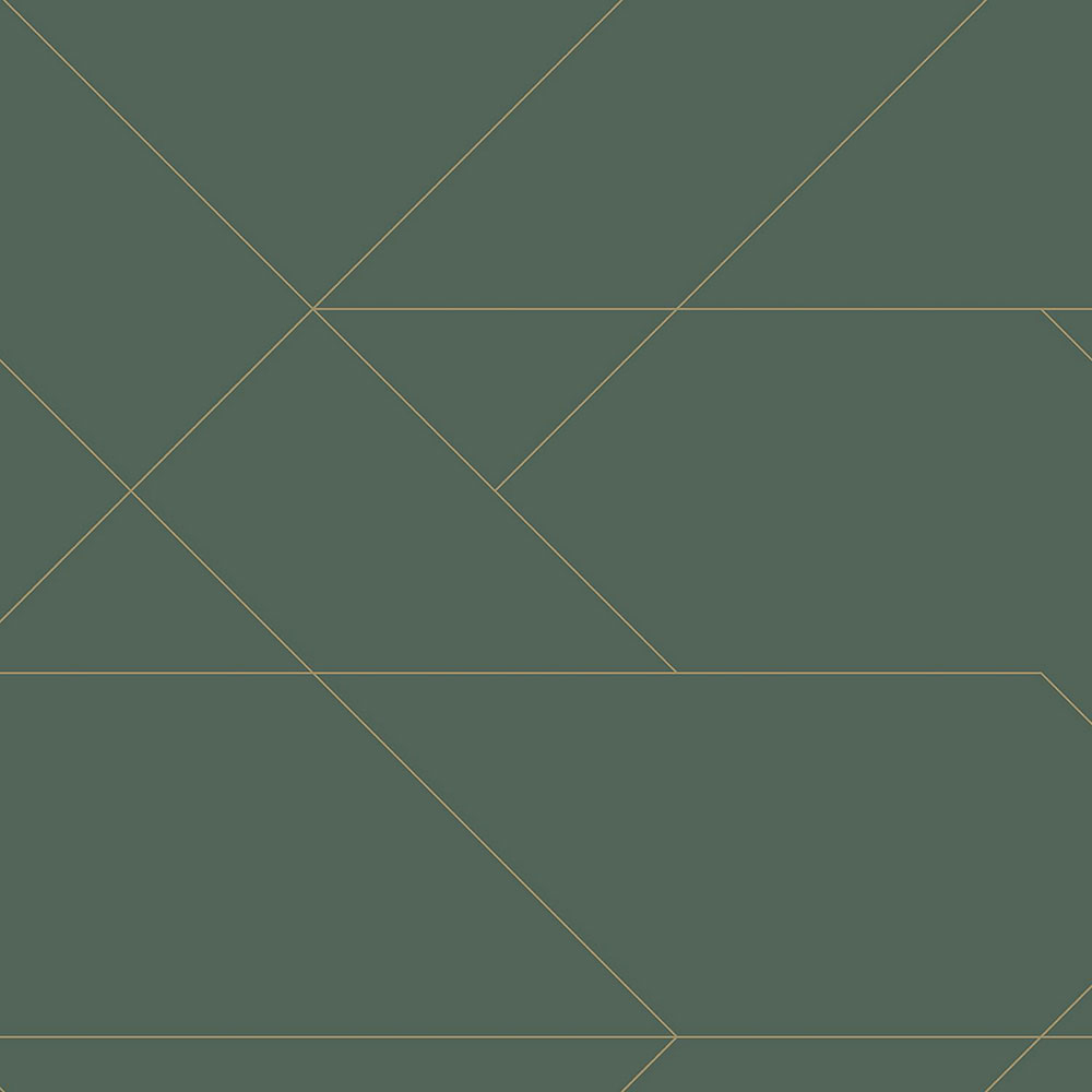 Vliestapete für die Wand grün mit goldenen Linien 139212, Art Deco, Esta