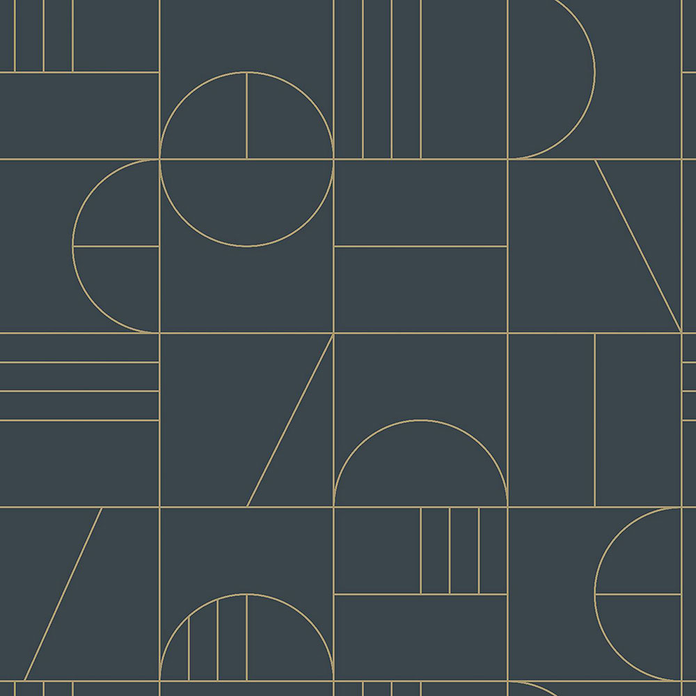 Blaue Vliestapete für die Wand, geometrisches Muster 139210, Art Deco, Est