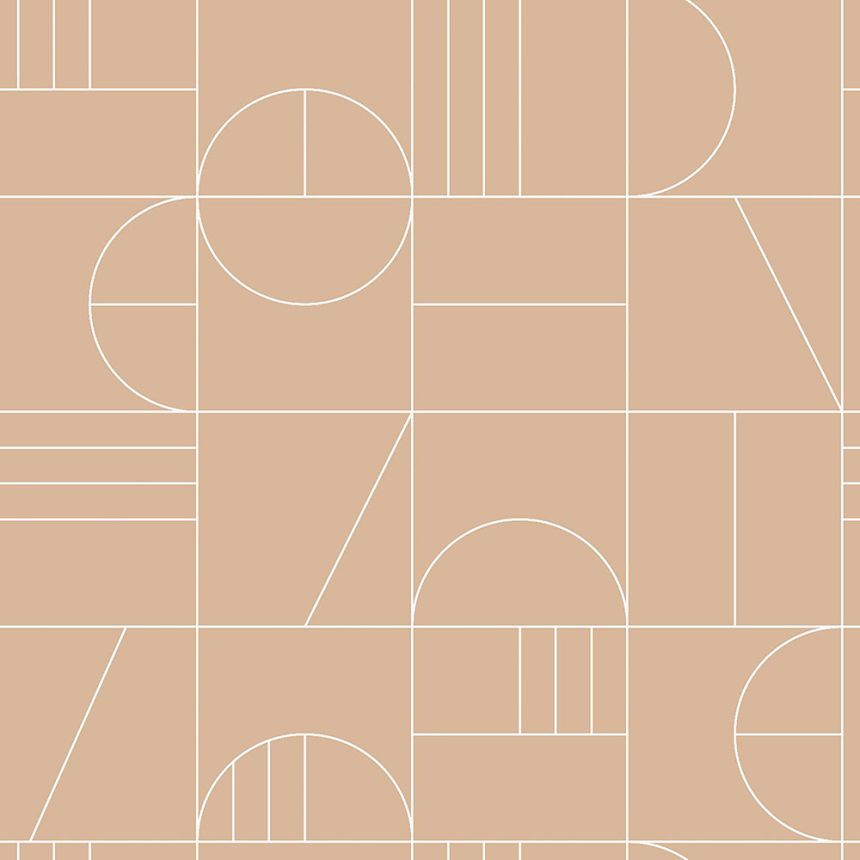 Braune Vliestapete für die Wand, geometrisches Muster 139208, Art Deco, Est