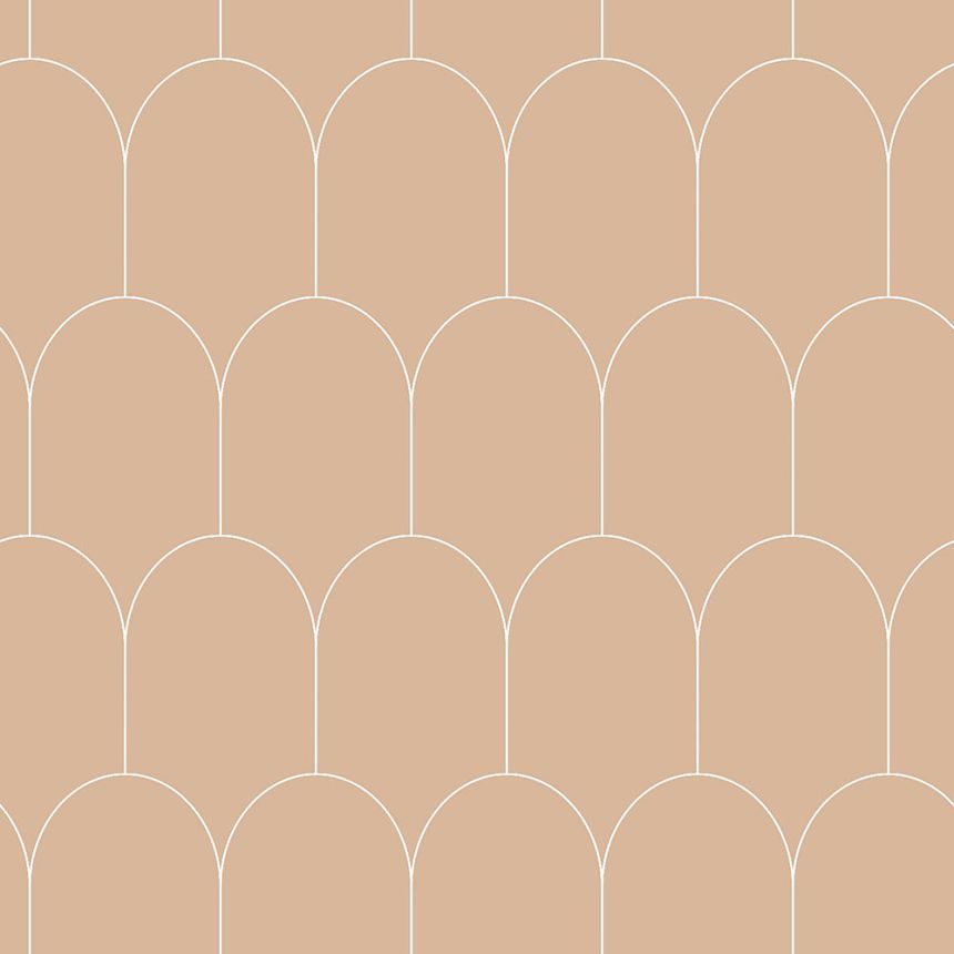 Beige Vliestapete, geometrisches Bogenmuster 139203, Art Deco, Esta