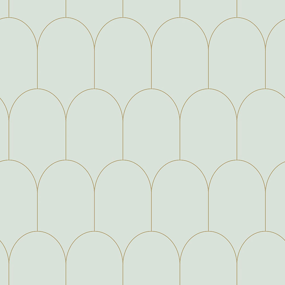 Menthol Vliestapete, geometrisches Bogenmuster 139202, Art Deco, Esta