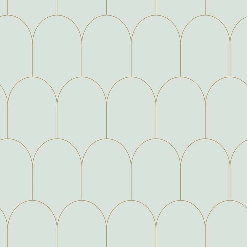 Menthol Vliestapete, geometrisches Bogenmuster 139202, Art Deco, Esta