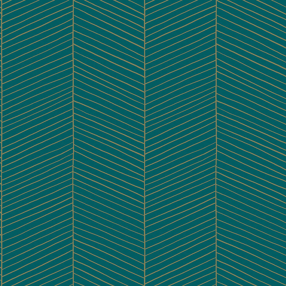 Türkis Vliestapete mit Streifen 139200, Art Deco, Esta