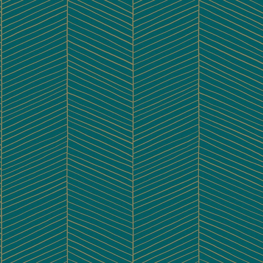 Türkis Vliestapete mit Streifen 139200, Art Deco, Esta