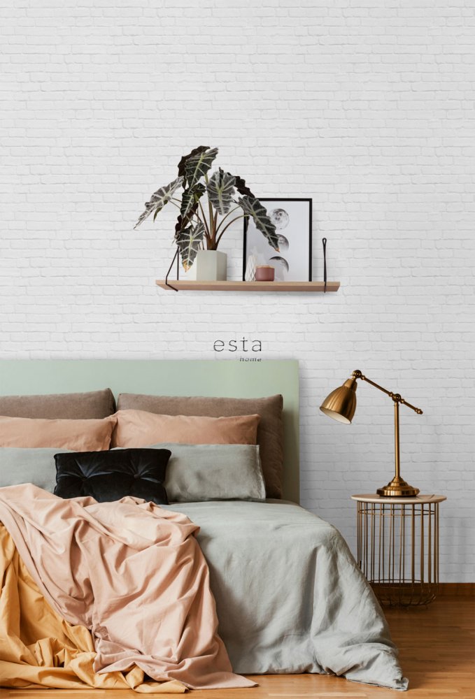 Vlies grau-weiß Tapete Ziegel, Ziegelwand 139192, Art Deco, Esta