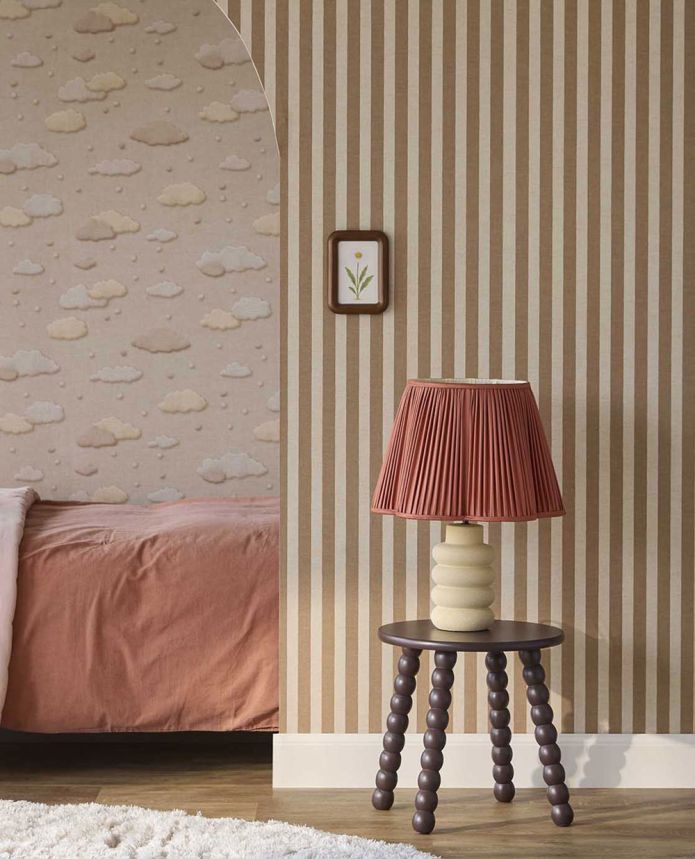 Tapete, braun, beige, gestreifte Stoffoptik, 363150, Tiny Treasures, Eijffinger