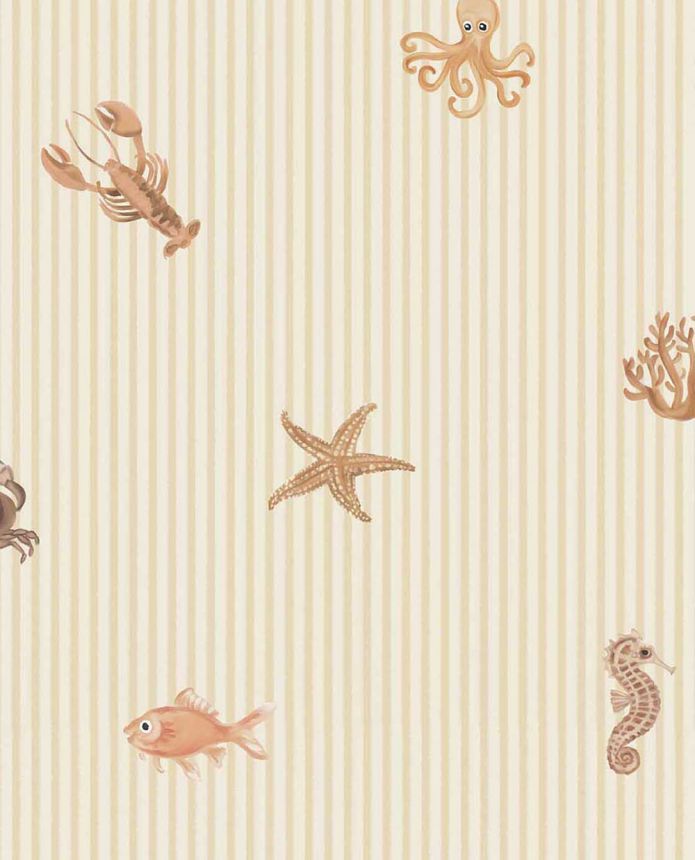 Kindertapete, braun, beige, Streifen, maritime Motive, 363170, Tiny Treasures, Eijffinger