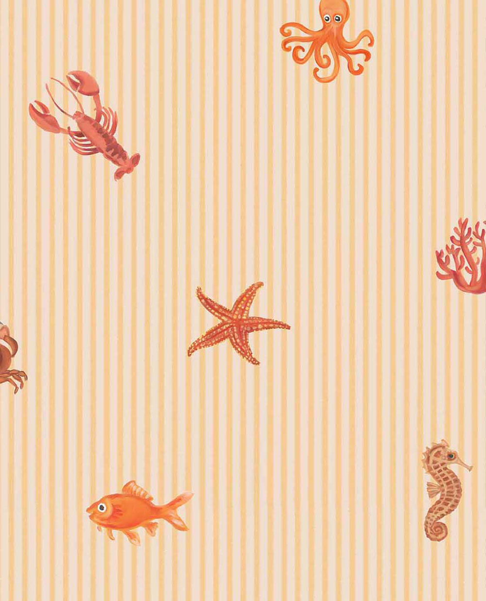 Kindertapete, orange, rosa, Streifen, maritime Motive, 363171, Tiny Treasures, Eijffinger