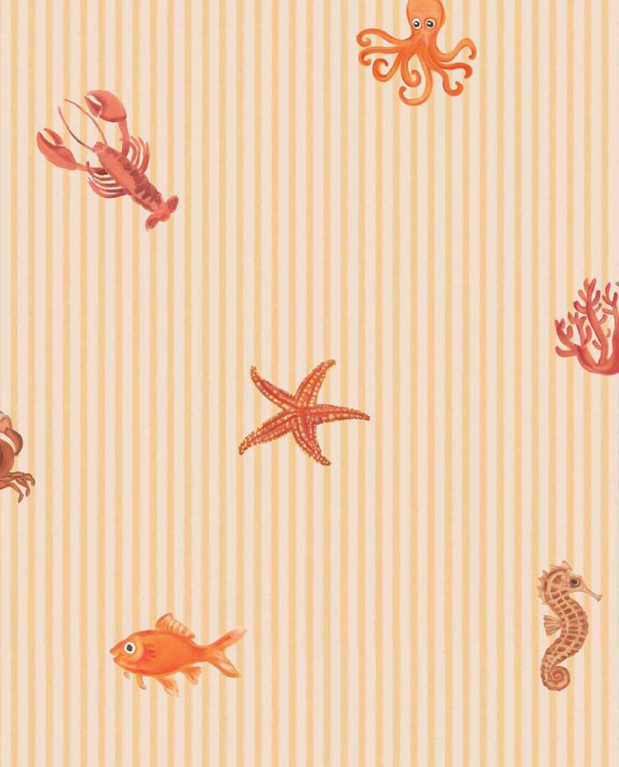 Kindertapete, orange, rosa, Streifen, maritime Motive, 363171, Tiny Treasures, Eijffinger