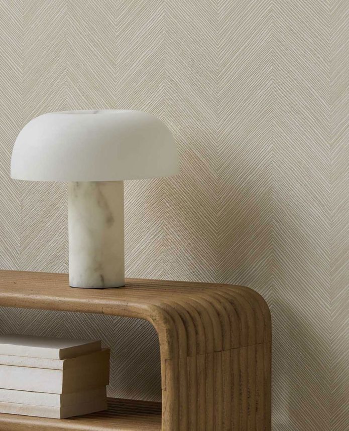 Geometrische Tapete, cremegelb, Bastoptik, 363233, Calm Crafted, Eijffinger