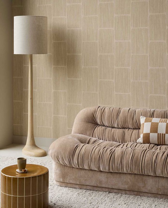 Geometrische Tapete, beige, 363253, Calm Crafted, Eijffinger