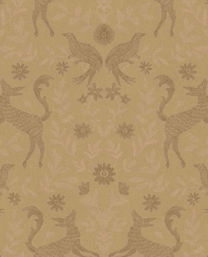 Kindertapete, gold, braun, Tiere, Blumen, 363111, Tiny Treasures, Eijffinger