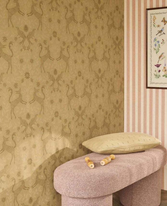Kindertapete, gold, braun, Tiere, Blumen, 363111, Tiny Treasures, Eijffinger