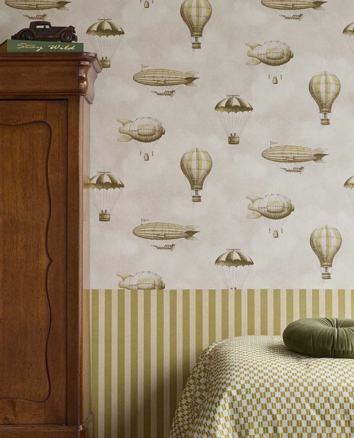 Kindertapete, sepia, gelb, Ballons, Luftschiffe, 363123, Tiny Treasures, Eijffinger