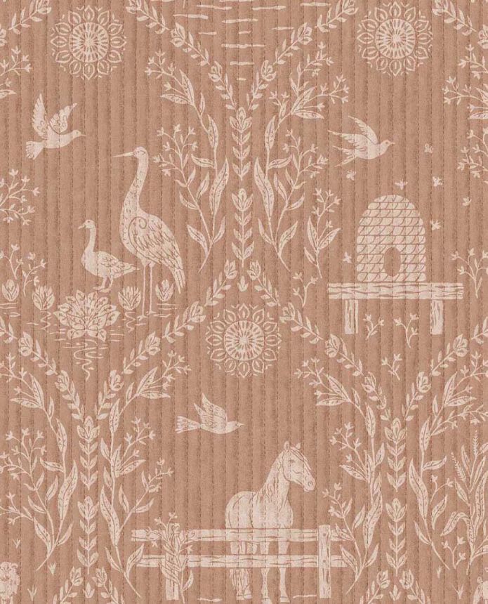 Orange Tapete, Tiere, Blumen, 363132, Tiny Treasures, Eijffinger