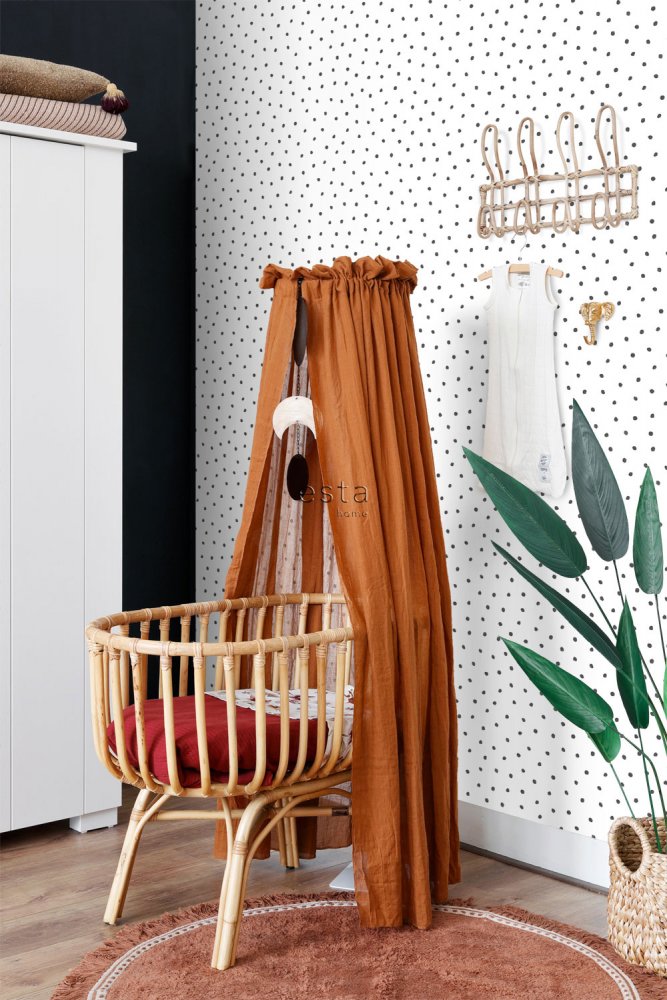 Weiße Vliestapete mit schwarzen Punkten 138934, Little Bandits, Black & White, Esta