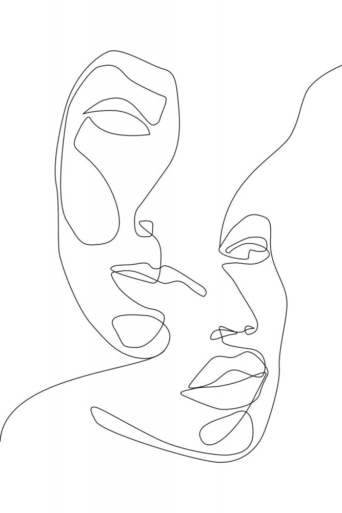 Vlies Fototapete, Umrisse von Gesichtern 158936, 200x300cm, Black & White, Esta