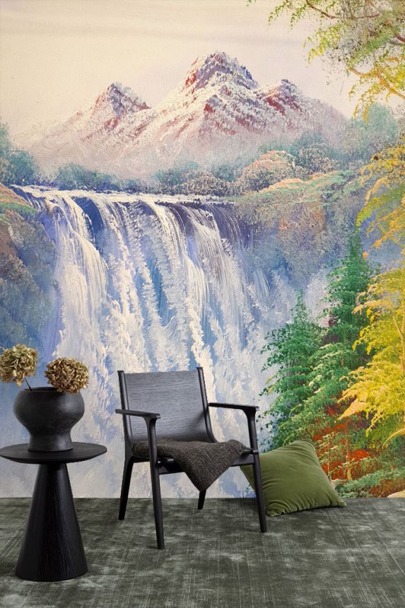 Fototapeten nach Maß, Landschaftsgemälde mit Wasserfall und Bäumen, 10201, Vavex