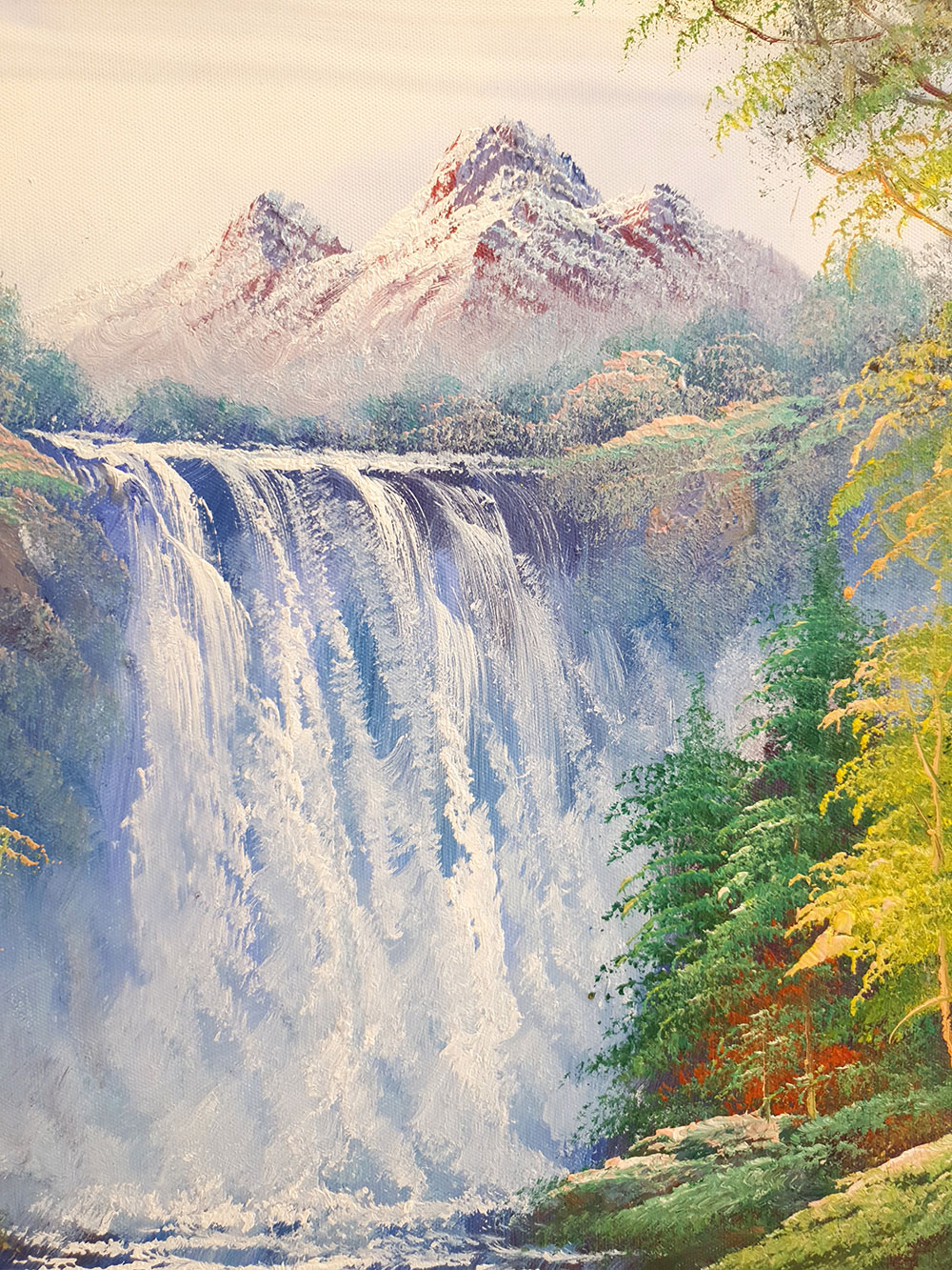 Fototapeten nach Maß, Landschaftsgemälde mit Wasserfall und Bäumen, 10201, Vavex